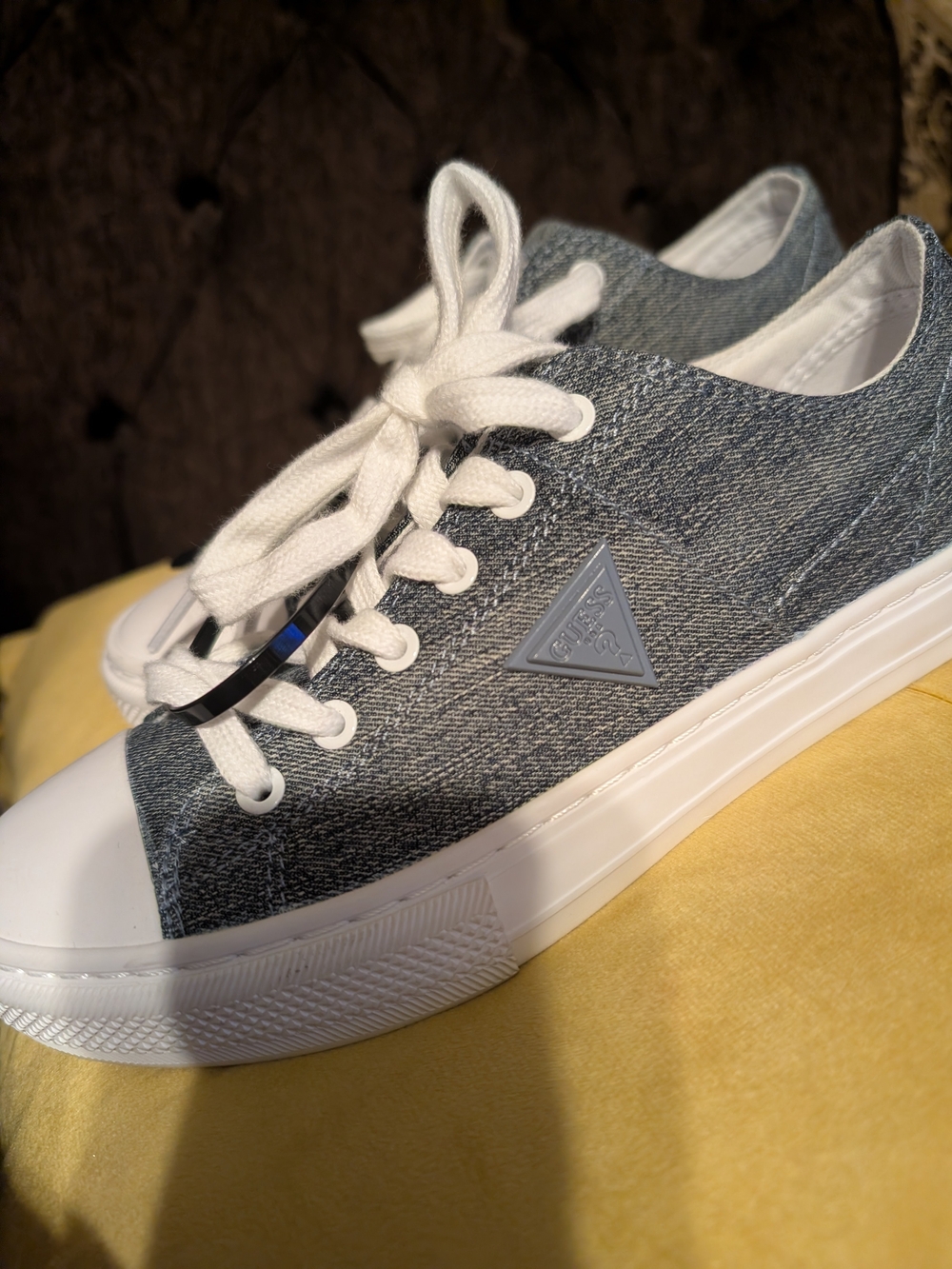 GUESS Kids Denim-Style Gray & White Lace-Up Sneakers - Picture 4 of 13
